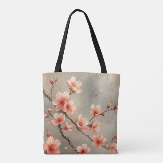 Pastel Sakura Love Canvas tas (Achterkant)