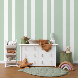 pastel salie groen wit strepen patroon behang