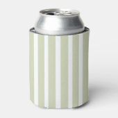 Pastel saliegroen en wit gestreept blikjeskoeler (Blikje Voorkant)