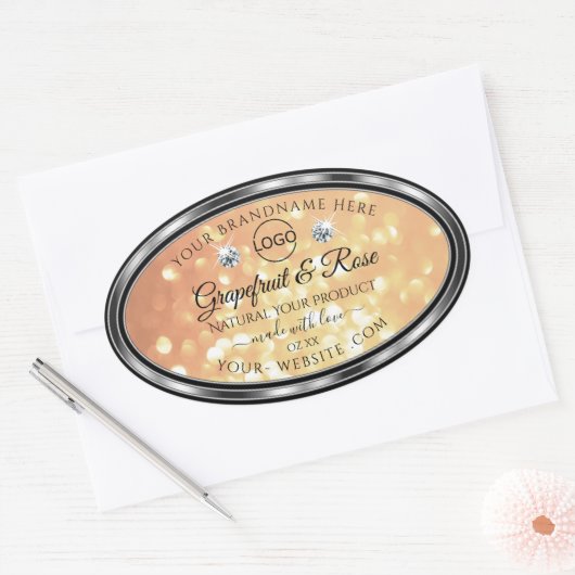 Pastel Salmon Glitter Product Labels Diamonds Logo (Envelop)