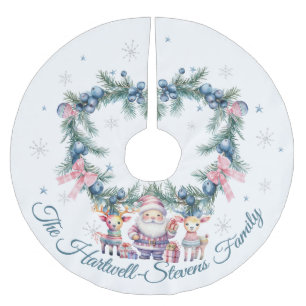 Pastel Santa met zijn rendieren en kerstbladeren Kerstboom Rok