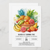 Pastel sappige bewerkbare vruchten Verjaardag Kaart (Voorkant / Achterkant)