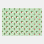 Pastel Scallop Tegel Holly Branch Berry Kerst Inpakpapier Vel (Voorkant 2)