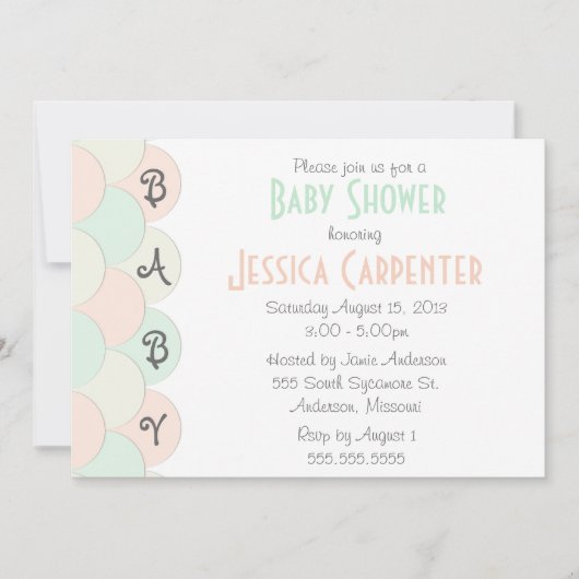 Pastel Scallops Baby Shower Invitations Kaart (Voorkant)
