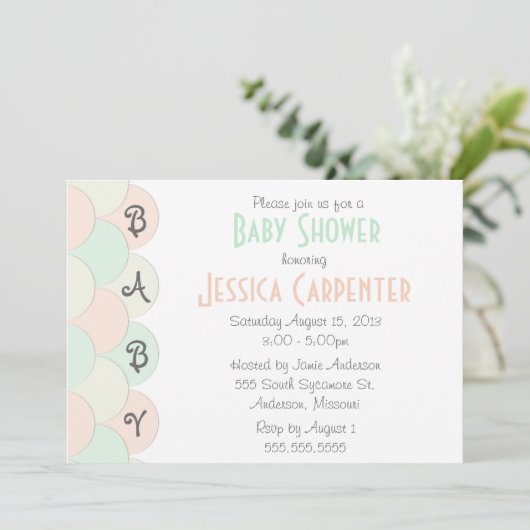 Pastel Scallops Baby Shower Invitations Kaart (Staand voorkant)