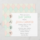 Pastel Scallops Baby Shower Invitations Kaart (Voorkant / Achterkant)