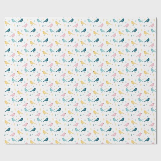 Pastel Scandi Birds Pattern Custom Name Nursery Cadeaupapier (Vlak)