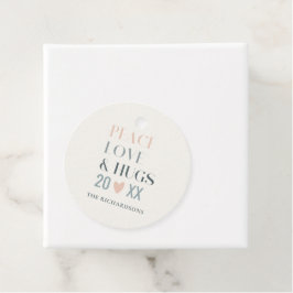 Pastel Scandi Blush Grey Peace Love & Hugs 2023 Bedankjes Labels