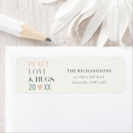 Pastel Scandi Blush Grey Peace Love & Hugs 2023 Etiket