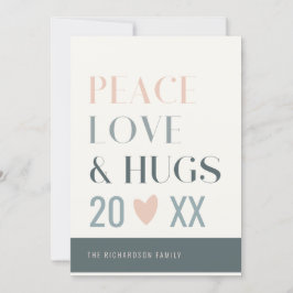 Pastel Scandi Blush Grey Peace Love & Hugs 2023 Feestdagenkaart