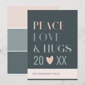 Pastel Scandi Blush Grijs Vrede Liefde & Knuffels  Feestdagenkaart (Voorkant / Achterkant)