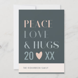 Pastel Scandi Blush Grijs Vrede Liefde & Knuffels  Feestdagenkaart