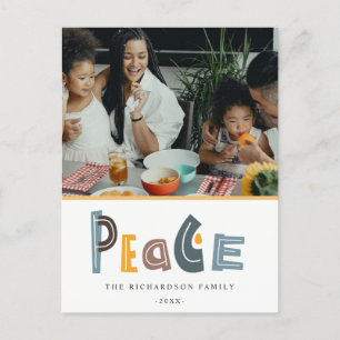 Pastel Scandi Geel Grijs Foto Vredige Kerstmis Feestdagenkaart