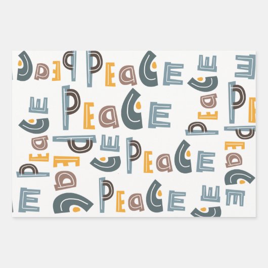 Pastel Scandi Rainbow Tree Text Peace Kerstmis Inpakpapier Vel (Voorkant 2)