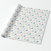 Pastel Scandi Vogels Patroon Aangepaste Naam Slaap Cadeaupapier (Uitgerold)