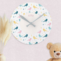 Pastel Scandi Vogels Patroon Aangepaste Naam Slaap