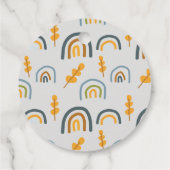 Pastel Scandi Yellow Grey Text Joyful Kerstmis Bedankjes Labels (Achterkant)