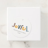 Pastel Scandi Yellow Grey Text Joyful Kerstmis Bedankjes Labels (In situ)