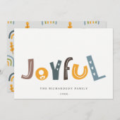 Pastel Scandi Yellow Grey Text Joyful Kerstmis Feestdagenkaart (Voorkant / Achterkant)