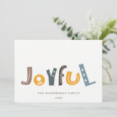 Pastel Scandi Yellow Grey Text Joyful Kerstmis Feestdagenkaart (Staand voorkant)