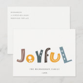 Pastel Scandi Yellow Grey Text Joyful Kerstmis Feestdagenkaart (Voorkant / Achterkant)