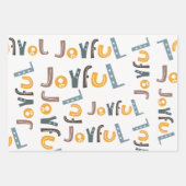 Pastel Scandi Yellow Grey Text Joyful Kerstmis Inpakpapier Vel (Voorkant 2)