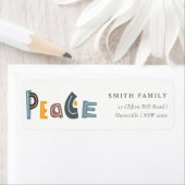 Pastel Scandi Yellow Grey Text Peace Kerstmis Etiket (Insitu)