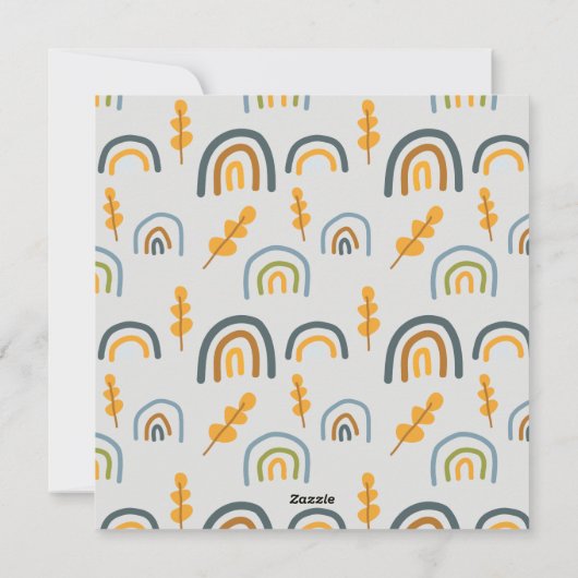 Pastel Scandi Yellow Grey Text Peace Kerstmis Feestdagenkaart (Achterkant)