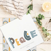 Pastel Scandi Yellow Grey Text Peace Kerstmis Feestdagenkaart