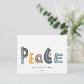 Pastel Scandi Yellow Grey Text Peace Kerstmis Feestdagenkaart (Staand voorkant)