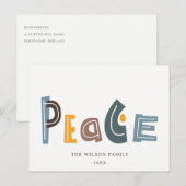 Pastel Scandi Yellow Grey Text Peace Kerstmis Feestdagenkaart (Voorkant / Achterkant)