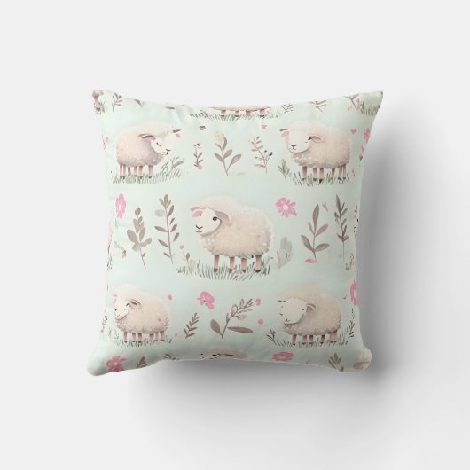 Pastel schaap en kussen met bloempatroon (Achterkant)