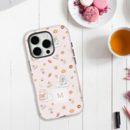 Pastel Schaap Pinguïn Dessert Patroon Roze Monogra iPhone 16 Pro Hoesje