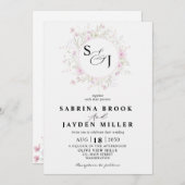 Pastel Schaduw Blozende Roze Wilde Bloem Bruilofts Kaart (Voorkant / Achterkant)