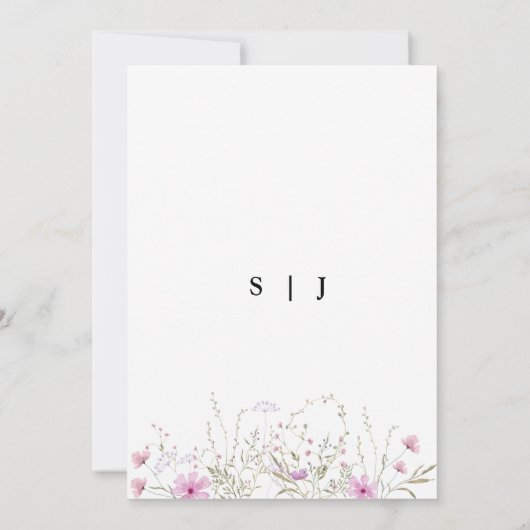 Pastel Schaduw Blozende Roze Wilde Bloemen Trouw U Kaart (Achterkant)