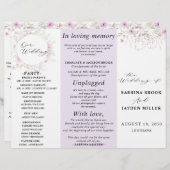 Pastel schaduw roze wilde bloemen bruiloft program (Voorkant / Achterkant)