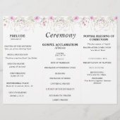 Pastel schaduw roze wilde bloemen bruiloft program (Achterkant)