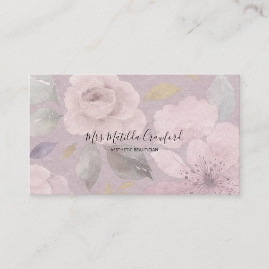 Pastel schaduwrijke waterverf Floral Visitekaartje (Voorkant)