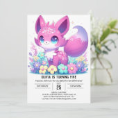 Pastel Schattig Fox Digitale Verjaardag Kaart (Staand voorkant)