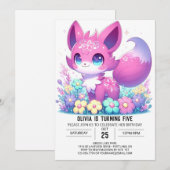 Pastel Schattig Fox Digitale Verjaardag Kaart (Voorkant / Achterkant)