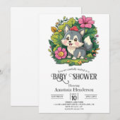 Pastel Schattig Wolf Baby shower Digitaal Kaart (Voorkant / Achterkant)
