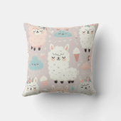 Pastel Schattige Alpaca Patroon Kussen (Achterkant)