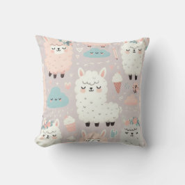 Pastel Schattige Alpaca Patroon Kussen