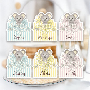 Pastel Schattige Baby Koala Kinder Naam Party Favo Sticker