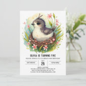 Pastel Schattige Bird Birthday Kaart (Staand voorkant)