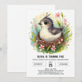 Pastel Schattige Bird Birthday Kaart (Voorkant / Achterkant)