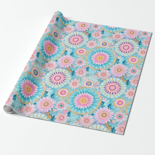 Pastel schattige boho cadeaupapier (Uitgerold)