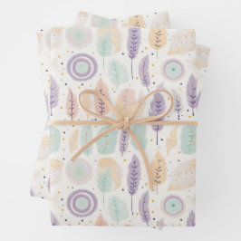 Pastel schattige boho inpakpapier vel