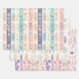Pastel schattige boho inpakpapier vel