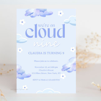 Pastel Schattige Cloud Negen Meisjes en Jongens 9e Kaart